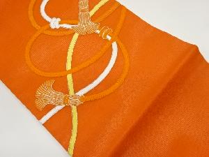 絽銀駒刺繍組紐模様開き名古屋帯（額縁仕立て）